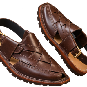 Premium brown leather Peshawari chappal for men by Mafizay